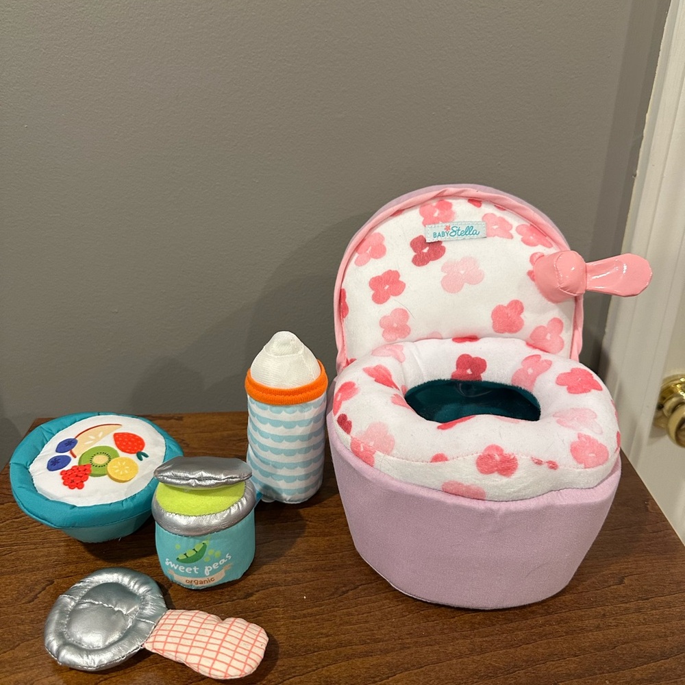Sweet Baby Doll Feeding Set - Pink and White